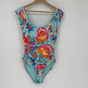 La Blanca Off the Shoulder Ruffle One Piece in‎ Breezy Beauty Size 16 One Piece